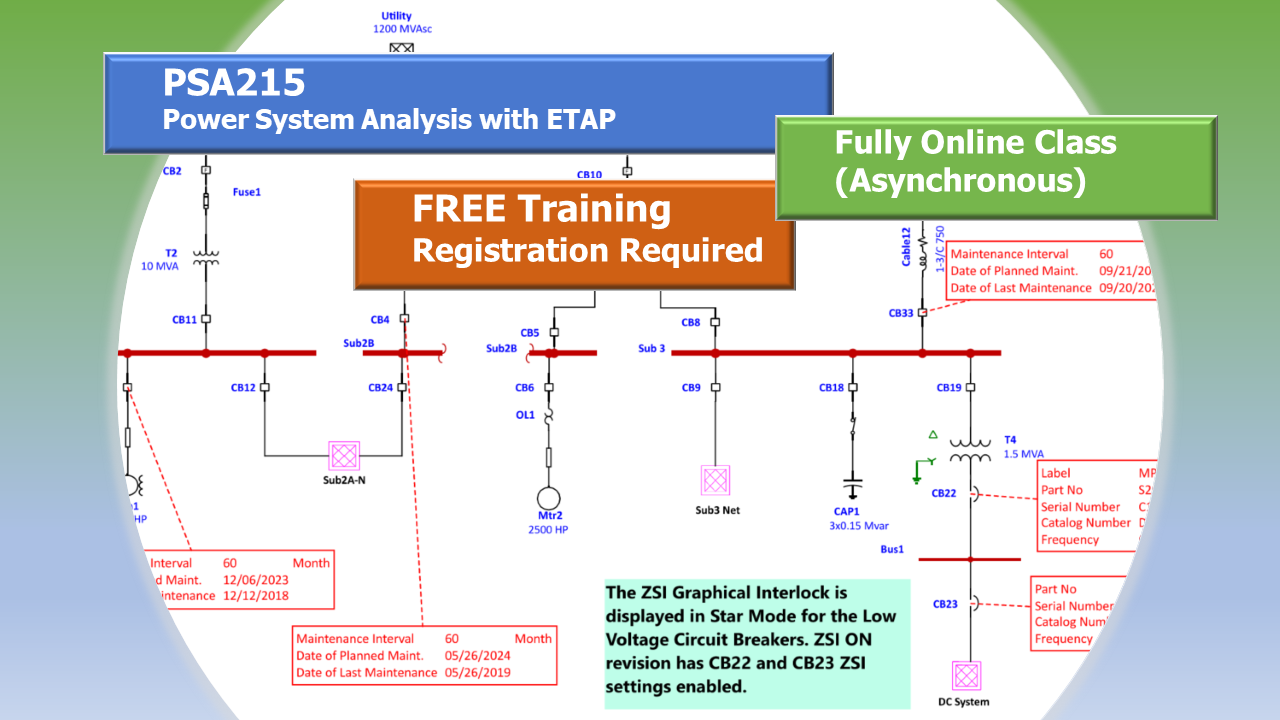 PSA215 – Power System Analysis with ETAP (Fully Online, Asynchronous)